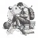 A tattoo featuring a student studying in a gym setting, with motivational quotes and academic symbols incorporated into the design tattoo design idea