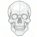 skull outline jaw teeth and nose print tattoo design idea