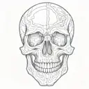 skull outline jaw teeth and nose print tattoo design idea