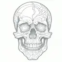 skull outline jaw teeth and nose print tattoo design idea