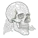 skull outline of jaw teeth and nose print tattoo design idea