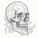 skull outline of jaw teeth and nose print tattoo design idea