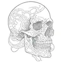 skull outline of jaw teeth and nose print tattoo design idea