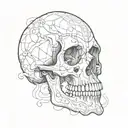 skull outline of jaw teeth and nose print tattoo design idea