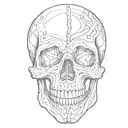 skull outline jaw teeth and nose print tattoo design idea