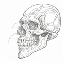 skull outline jaw teeth and nose print tattoo design idea