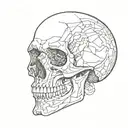 skull outline jaw teeth and nose print tattoo design idea