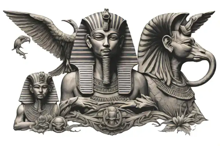 egyptian symbols and pharaohs tattoo design idea