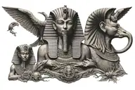 egyptian symbols and pharaohs tattoo design idea