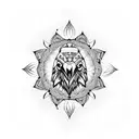 solid black raven in the centre, background is mandala design, XL Back tattoo tattoo design idea