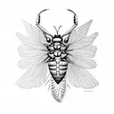 Woodwork engraving cicada tattoo design idea