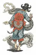 chakra gates someone walking tattoo design idea