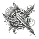 infinity symbol made with two crossed feathers tattoo design idea