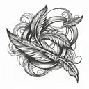 infinity symbol made with two crossed feathers tattoo design idea