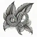 infinity symbol made with two crossed feathers tattoo design idea