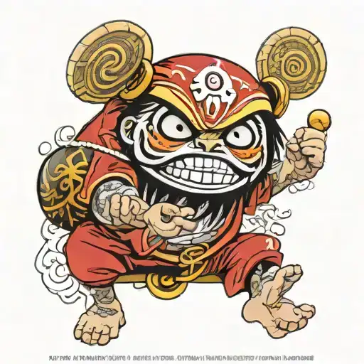 daruma doll luffy face tattoo design idea