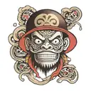 daruma doll luffy face tattoo design idea
