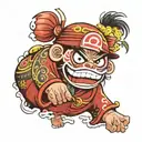 daruma doll luffy face tattoo design idea