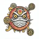 daruma doll luffy face tattoo design idea