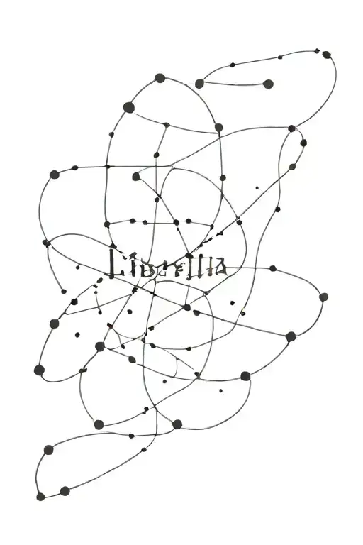 word 'libertà' written surrended by a constellation tattoo design idea