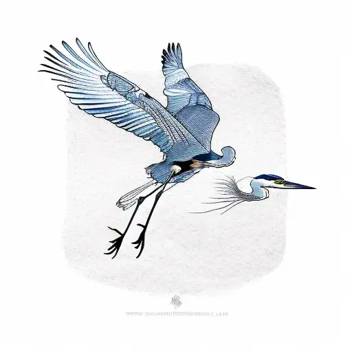 Blue heron flying outline tattoo design idea