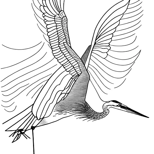 Blue heron flying continuous line tattoo design idea