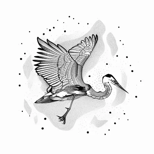 Blue heron flying  tattoo design idea