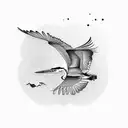 Blue heron flying  tattoo design idea