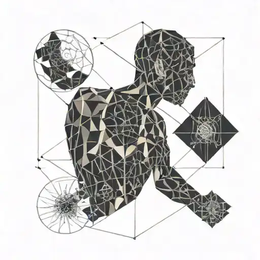 human anatomy with geometric symbols tattoo design idea