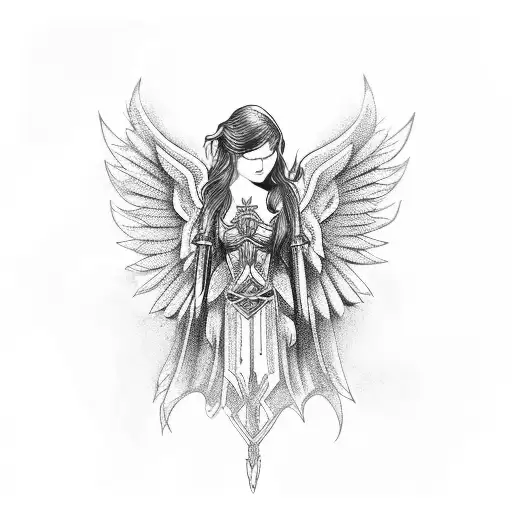 Angel Warrior  tattoo design idea