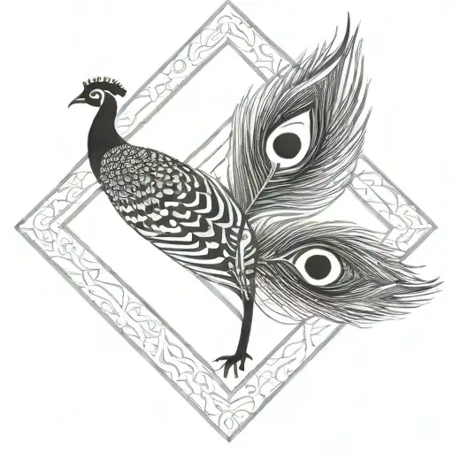 trisul and peacock feather tattoo design idea