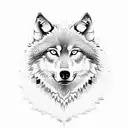 A forklift with wolf-inspired details, such as paw prints or fur patterns, representing the client's occupation and love for wolves tattoo design idea