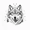 A forklift with wolf-inspired details, such as paw prints or fur patterns, representing the client's occupation and love for wolves tattoo design idea