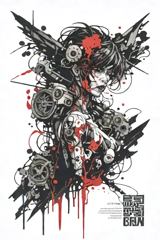 Dark and creepy manga tattoo design idea