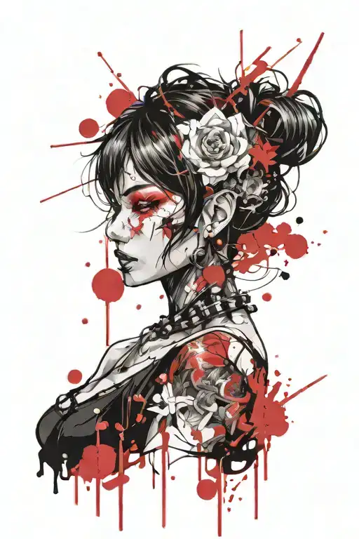 Dark and creepy manga tattoo design idea