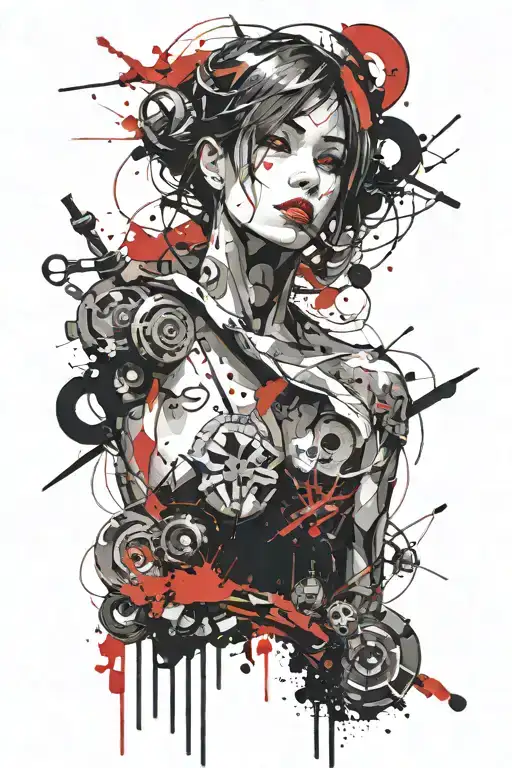 Dark and creepy manga tattoo design idea