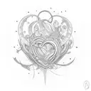 names in circle with infinity heart in middle tattoo design idea