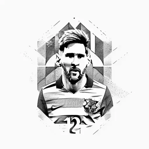 Messi in barcelona jersey tattoo design idea