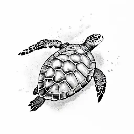 sea turtle with sunglower tattoo design idea