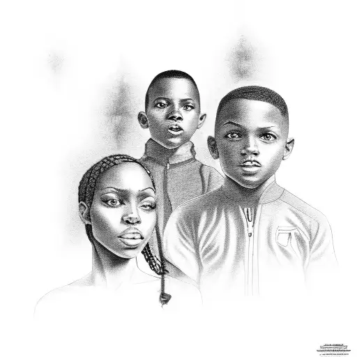 3 boys 2 girls family black African American siblings 5 tattoo design idea
