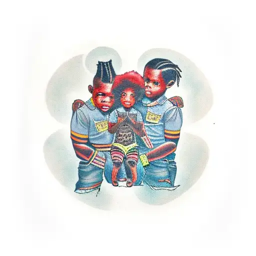 3 boys 2 girls family black African American siblings 5 tattoo design idea