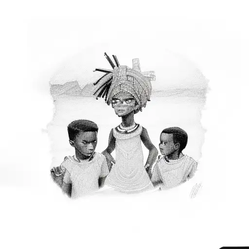 3 boys 2 girls family black African American siblings 5 tattoo design idea