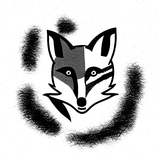 american flag and fox tattoo design idea