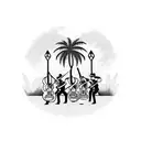Mariachi band playing under a palm tree tattoo design idea