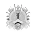 Mariachi band playing under a palm tree tattoo design idea