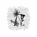 Mariachi band playing under a palm tree tattoo design idea