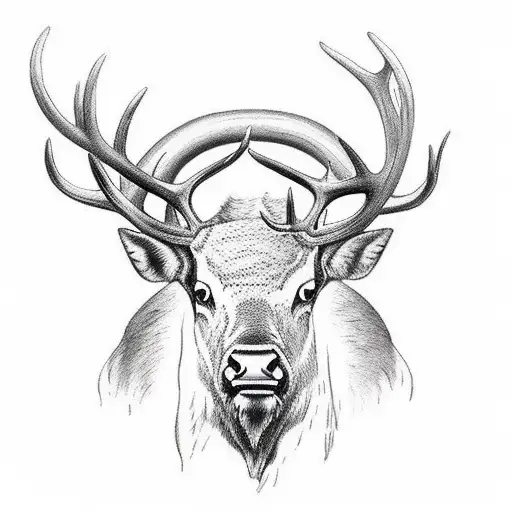 A realistic tattoo of a stag. Create con...