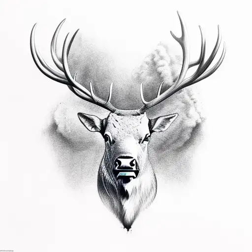 bull elk tattoo design idea
