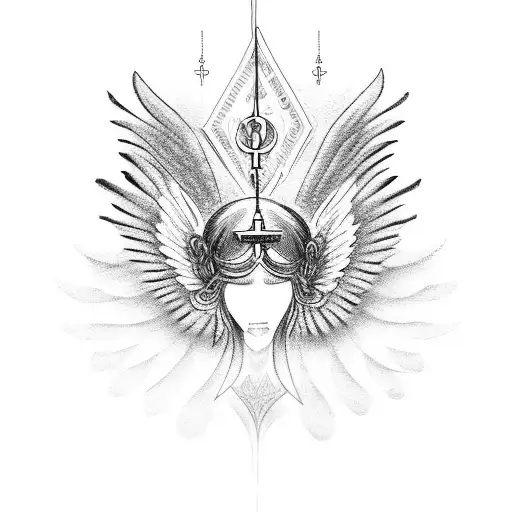 Stack of money with wings and a halo, symbolizing blessings from God tattoo design idea