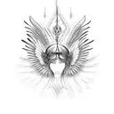 Stack of money with wings and a halo, symbolizing blessings from God tattoo design idea